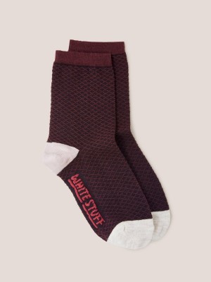 Plum Multi White Stuff Textured Diamond Ankle Socks | 21364ROUP