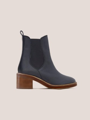 Pure Black White Stuff Connie Leather Chelsea Boot | 17042LNIS