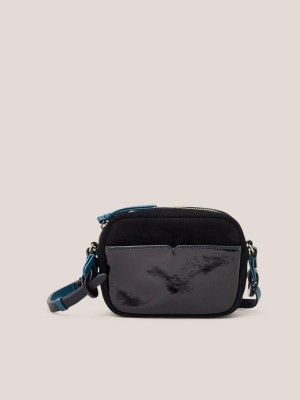 Pure Black White Stuff Lexi Patent Mini Camera Bag | 06239JABC