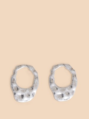 Silver Tone Metallic White Stuff Giacinta Hammered Earring | 69054FDXT