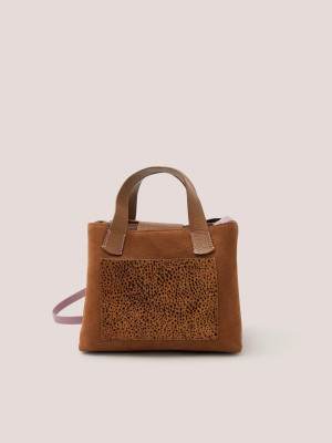 Tan Multi White Stuff Mini Helena Leather Tote | 46130JDYS