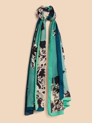 Teal Multi White Stuff Abstract Print Eco Vero Scarf | 21904ZIOQ