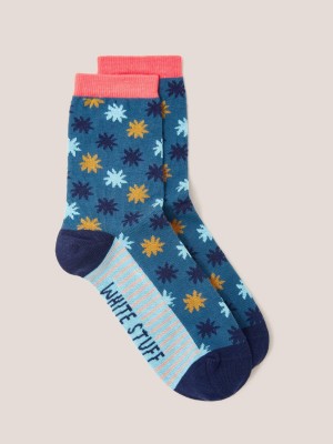 Teal Multi White Stuff Floral Burst Ankle Sock | 73461PDCT