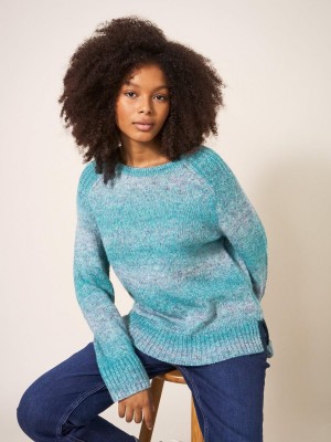 Teal Multi White Stuff Space Dye Wool Jumper | 61234ICOA