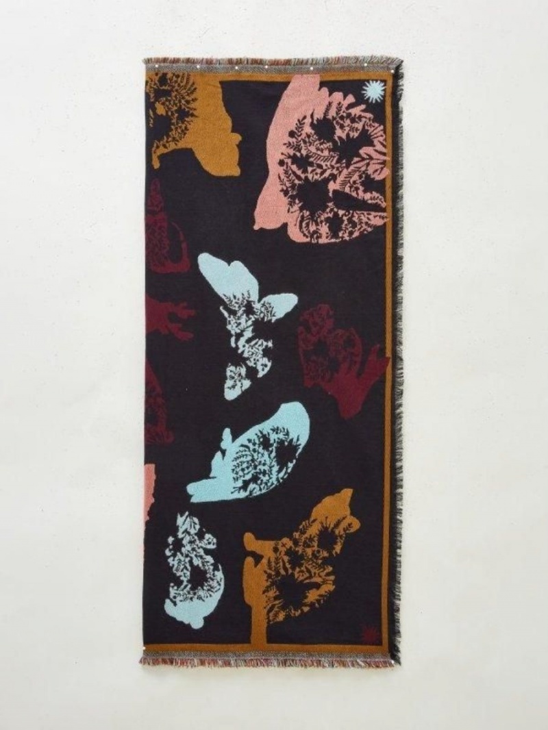 Black Multi White Stuff Jacquard Animal Square Scarf | 61403YKVW