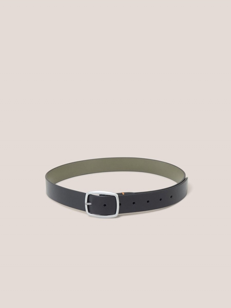 Black Multi White Stuff Reversible Leather Belt | 10643CUYW