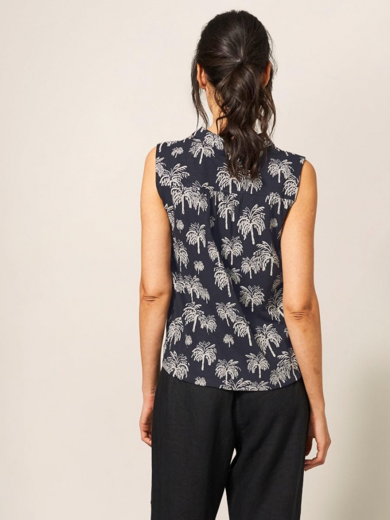 Black Print White Stuff Flowing Grasses Jersey Shirt | 94137MRUD