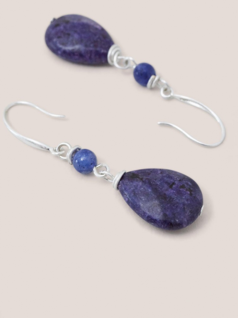 Blue Multi White Stuff Blue And Purple Stone Drop Earrings | 23981DAQE