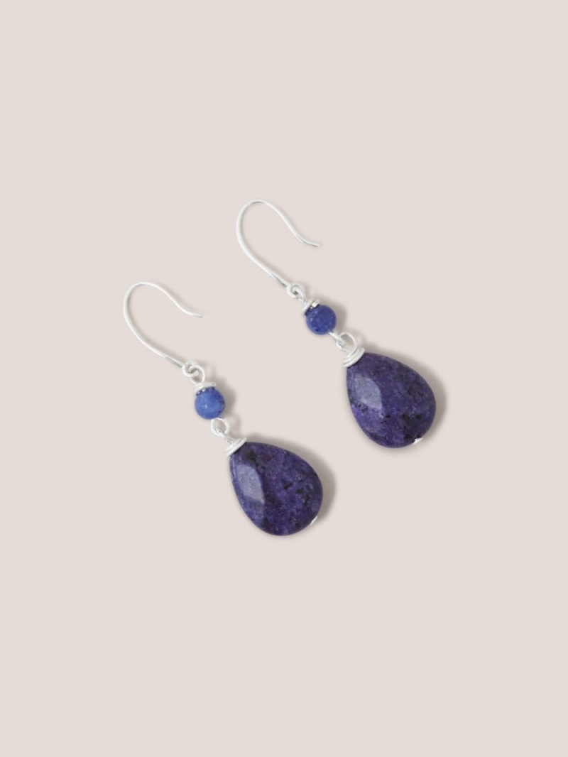 Blue Multi White Stuff Blue And Purple Stone Drop Earrings | 23981DAQE