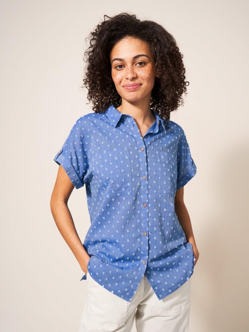 Blue Multi White Stuff Ella Organic Cotton Shirt | 48571GYOM