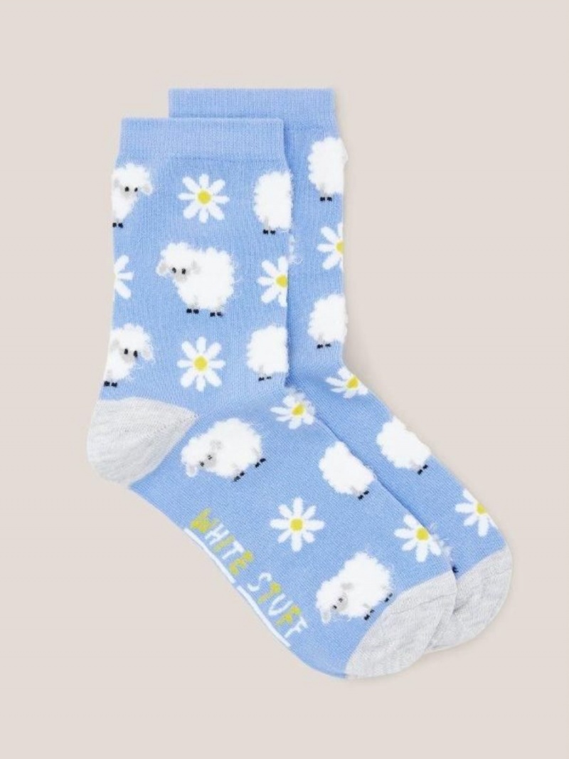 Blue Multi White Stuff Fluffy Sheep Socks | 98612DWAV