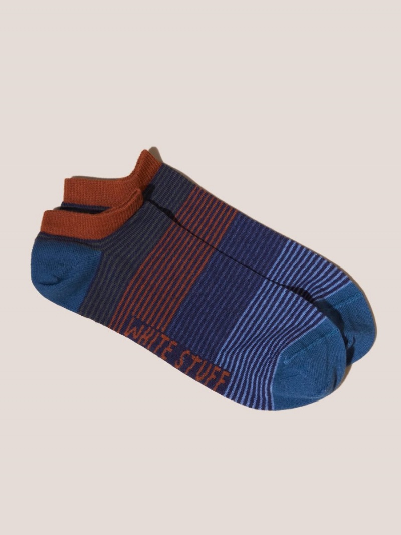 Blue Multi White Stuff Multi Stripe Trainer Socks | 42953MYQT