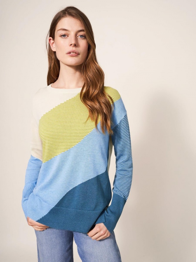 Blue Multi White Stuff Olive Abstract Jumper | 67019FONG