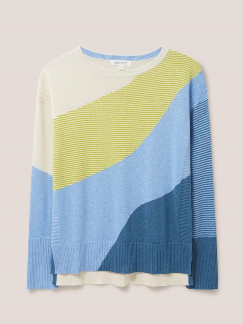 Blue Multi White Stuff Olive Abstract Jumper | 67019FONG