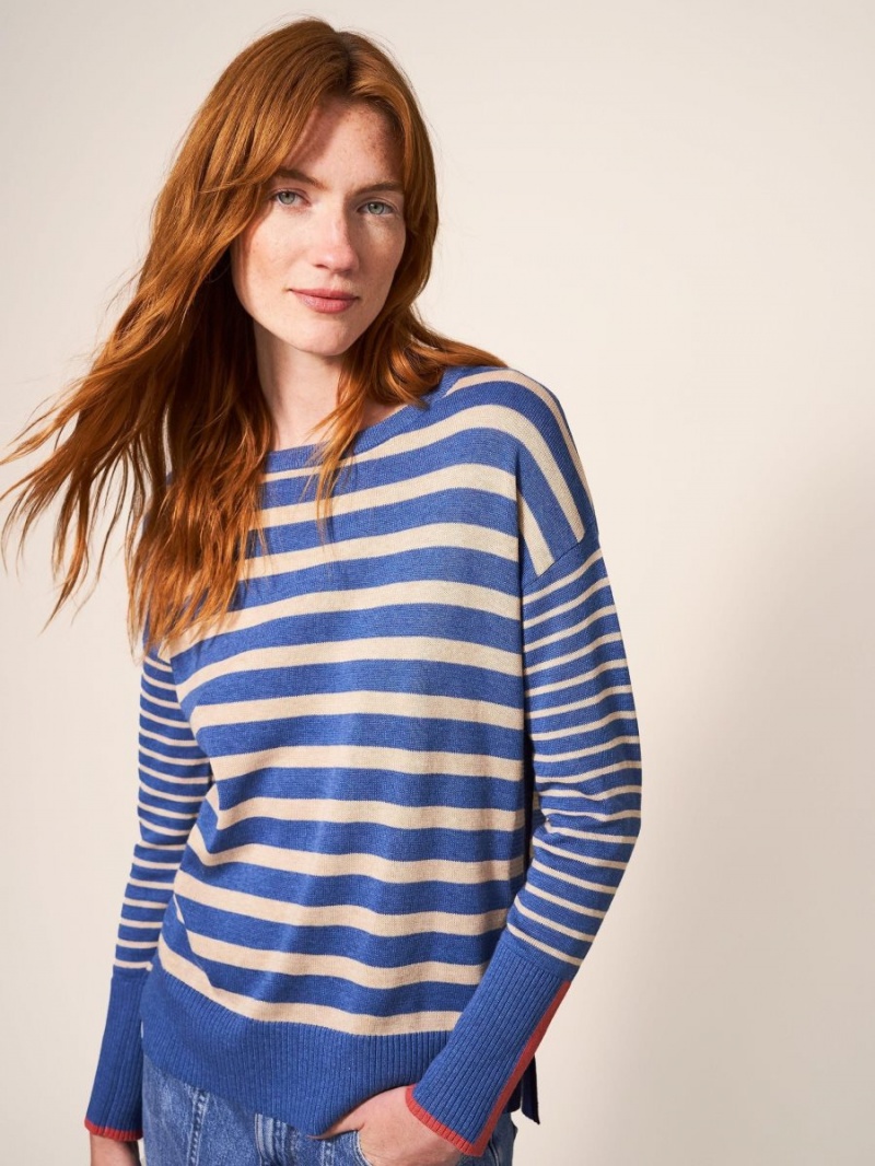 Blue Multi White Stuff Olive Stripe Jumper | 30629UYHS