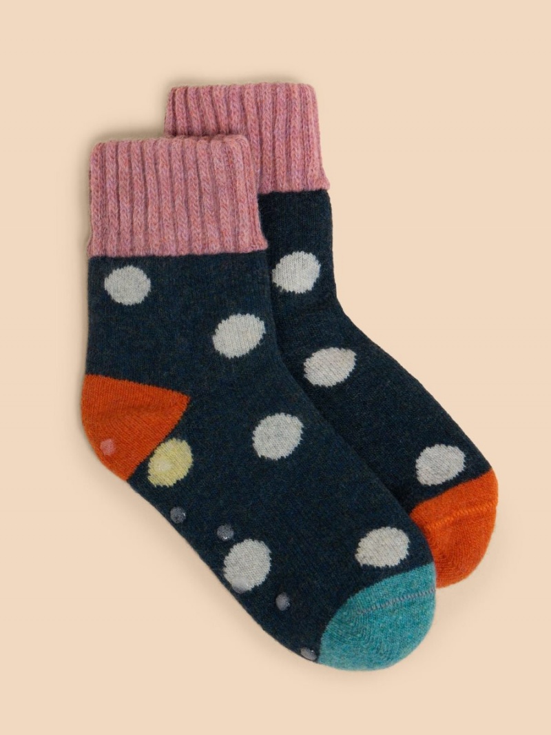 Blue Multi White Stuff Spot Loopback Socks | 75123NBPQ