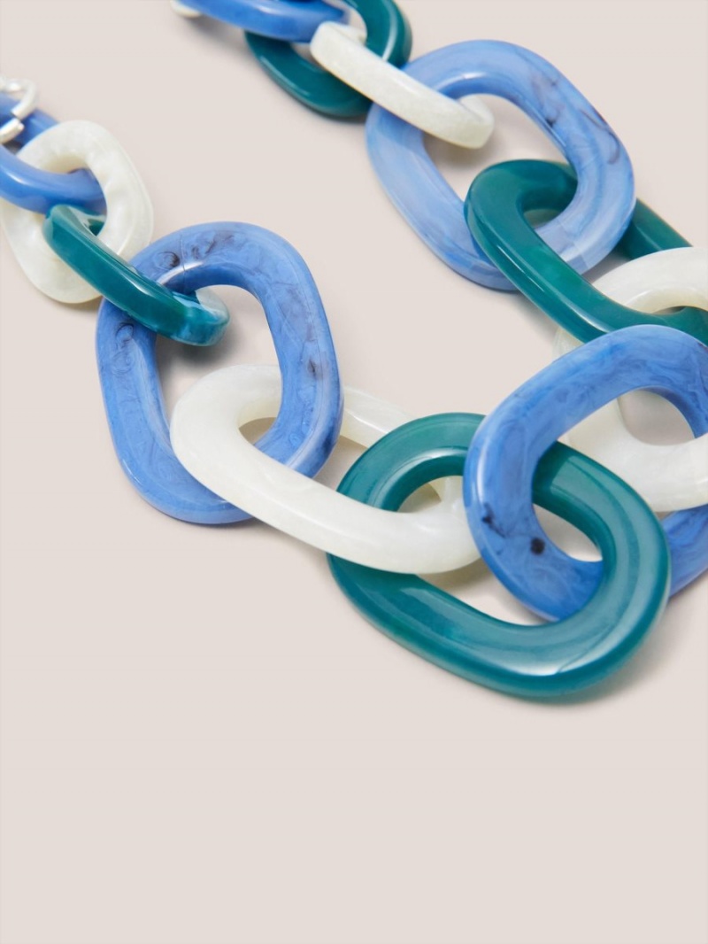 Blue Multi White Stuff Zalie Resin Chain Necklace | 83094ETJB