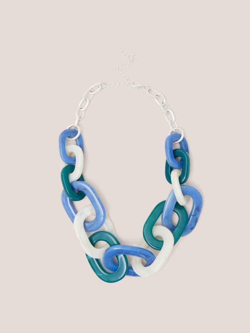 Blue Multi White Stuff Zalie Resin Chain Necklace | 83094ETJB