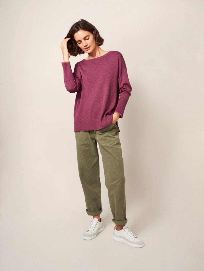 Bright Pink White Stuff Olive Crew Neck Jumper | 82091UKAP