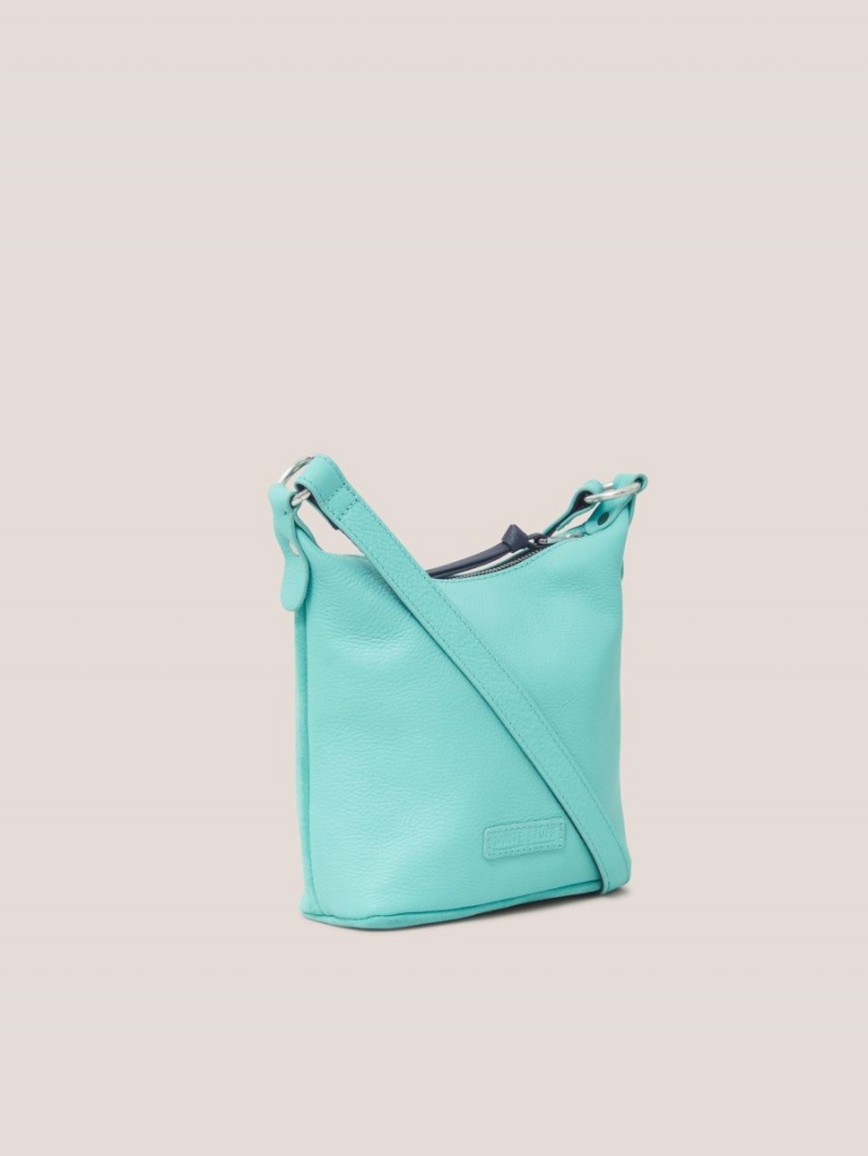 Bright Teal White Stuff Mini Fleur Suede Crossbody | 81037ZBOE