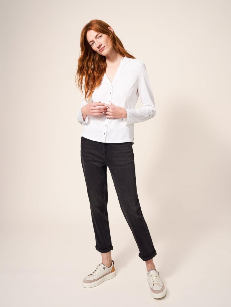 Brilliant White White Stuff Annie Cotton Jersey Shirt | 92430XSFT