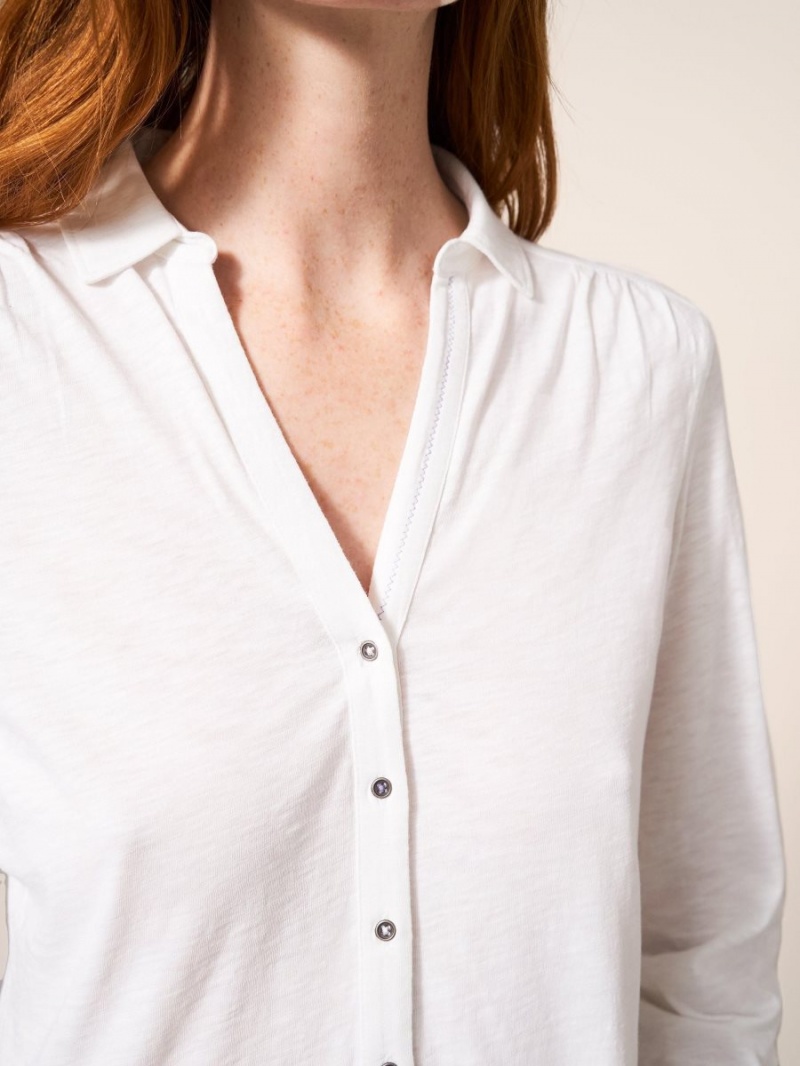 Brilliant White White Stuff Annie Cotton Jersey Shirt | 92430XSFT