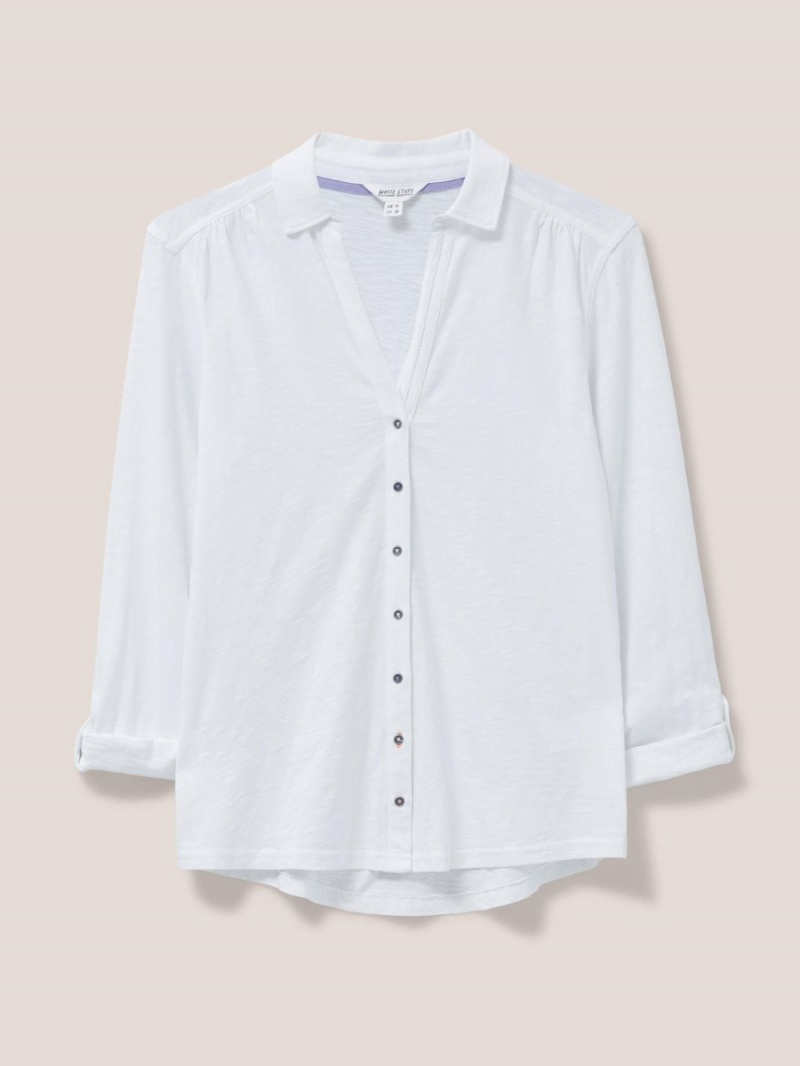 Brilliant White White Stuff Annie Cotton Jersey Shirt | 92430XSFT