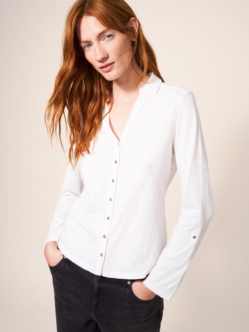 Brilliant White White Stuff Annie Cotton Jersey Shirt | 92430XSFT