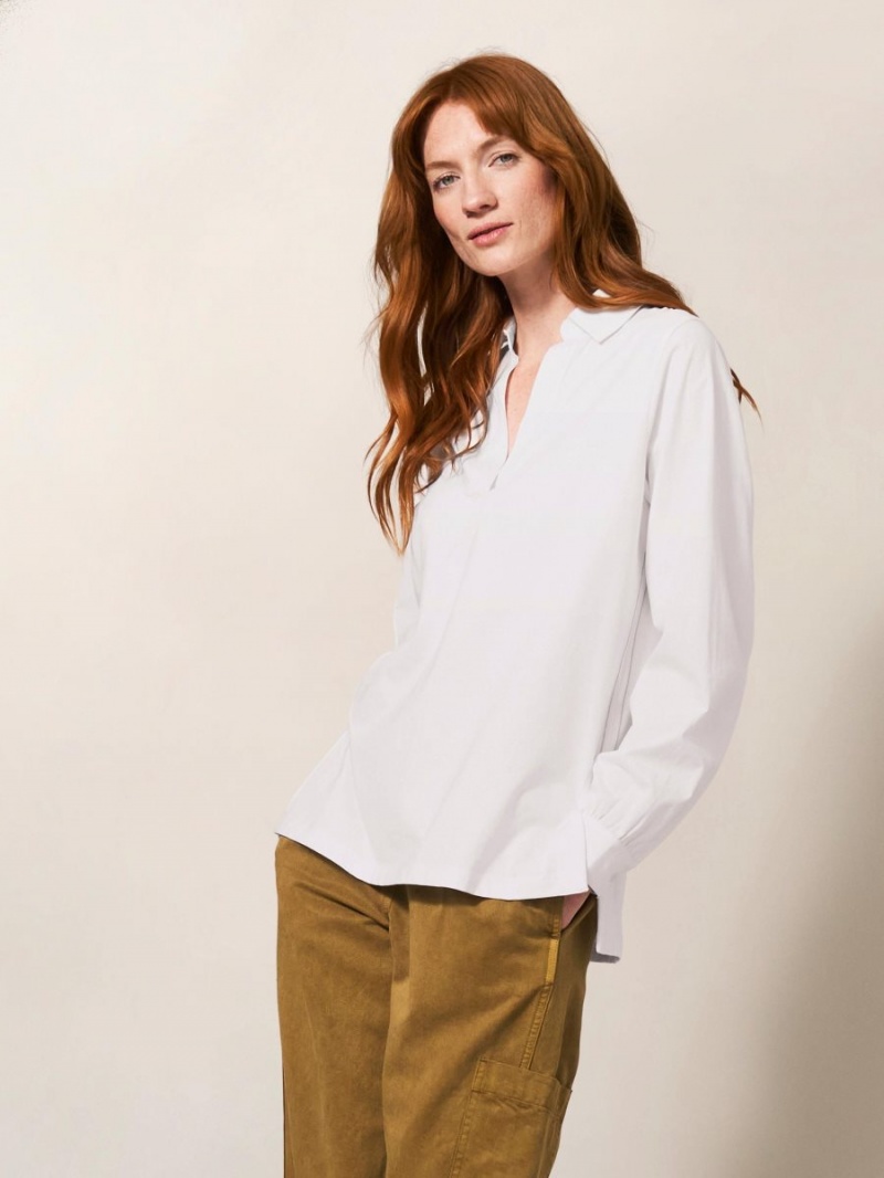 Brilliant White White Stuff Fran Long Sleeve Shirt | 93052BCPQ