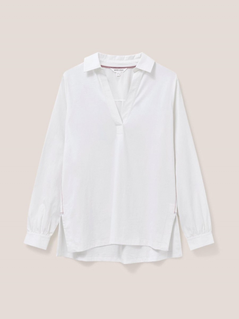 Brilliant White White Stuff Fran Long Sleeve Shirt | 93052BCPQ