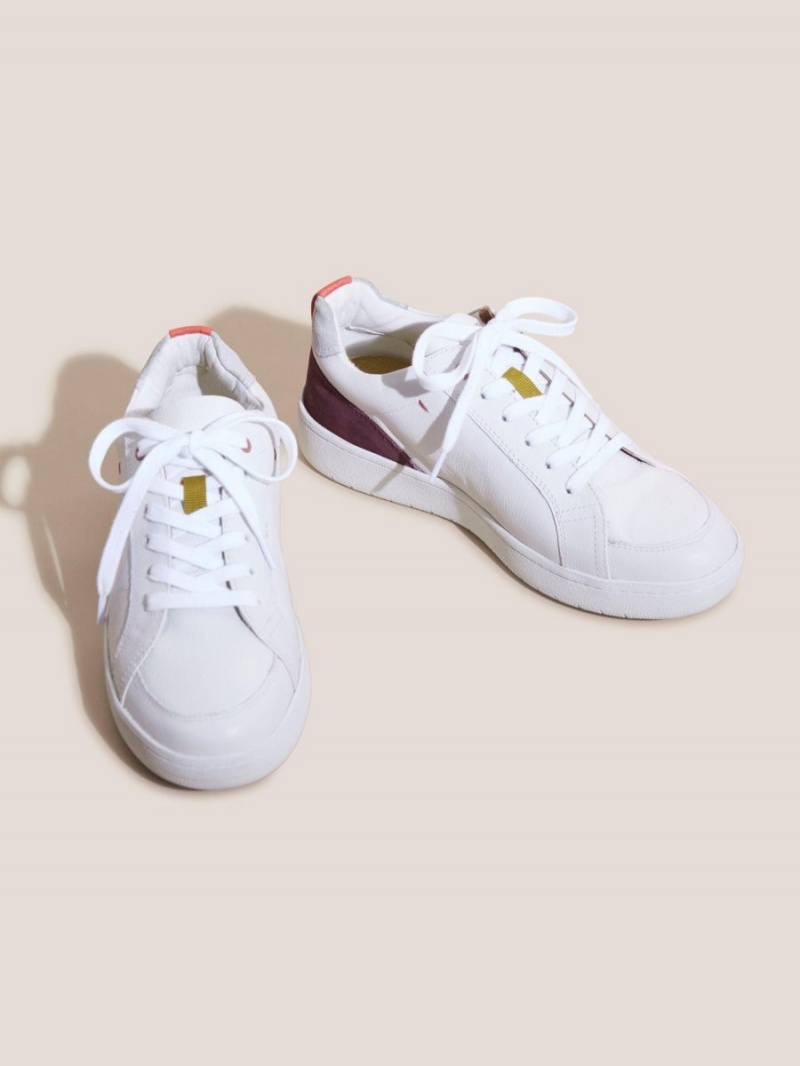 Brilliant White White Stuff Leather Suede Casual Trainer | 81527FITO