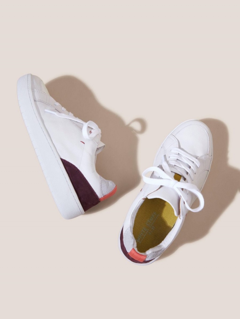 Brilliant White White Stuff Leather Suede Casual Trainer | 81527FITO