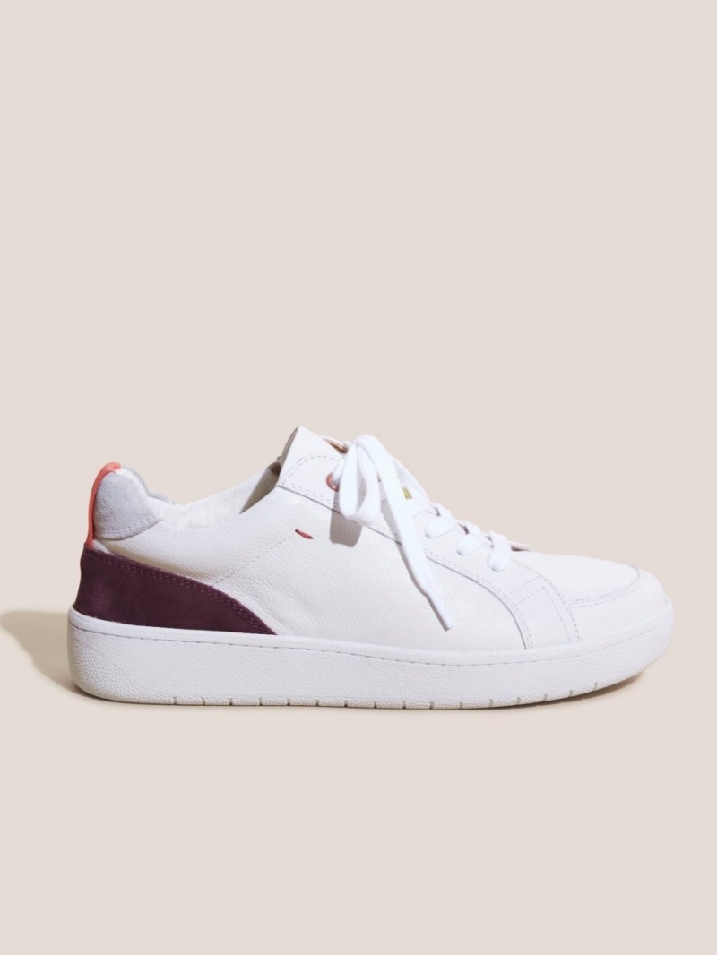 Brilliant White White Stuff Leather Suede Casual Trainer | 81527FITO