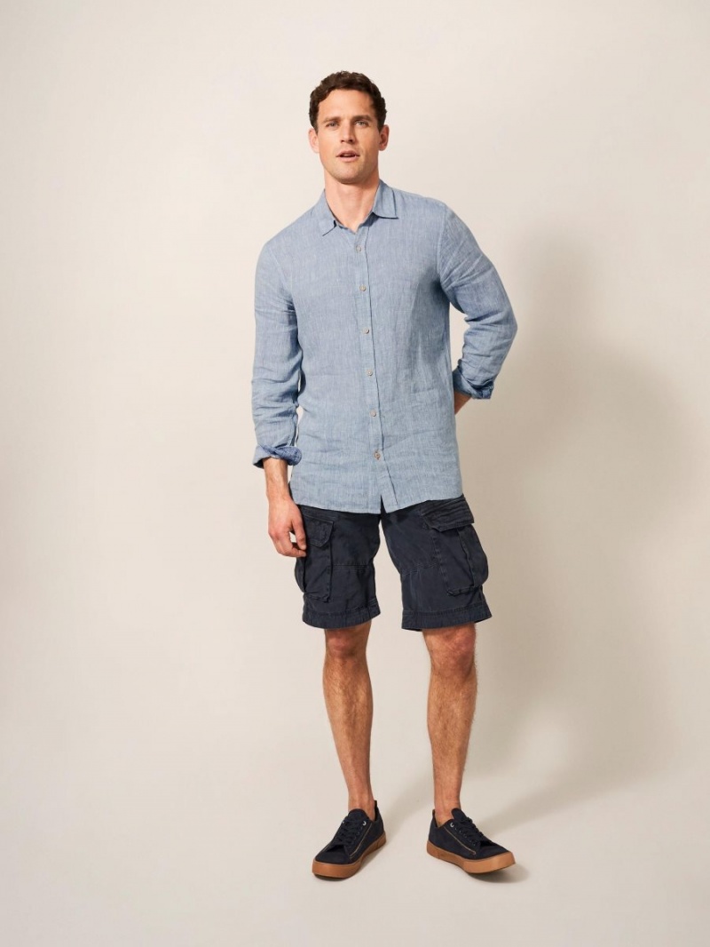 Chambray Blue White Stuff Pembroke Ls Linen Shirt | 24867IUZS