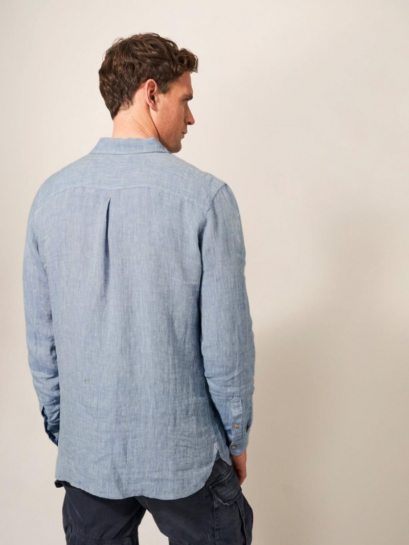 Chambray Blue White Stuff Pembroke Ls Linen Shirt | 24867IUZS