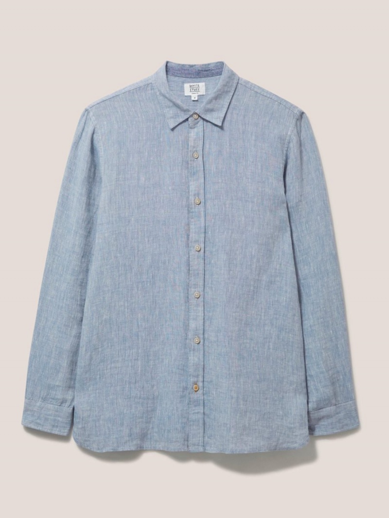 Chambray Blue White Stuff Pembroke Ls Linen Shirt | 24867IUZS