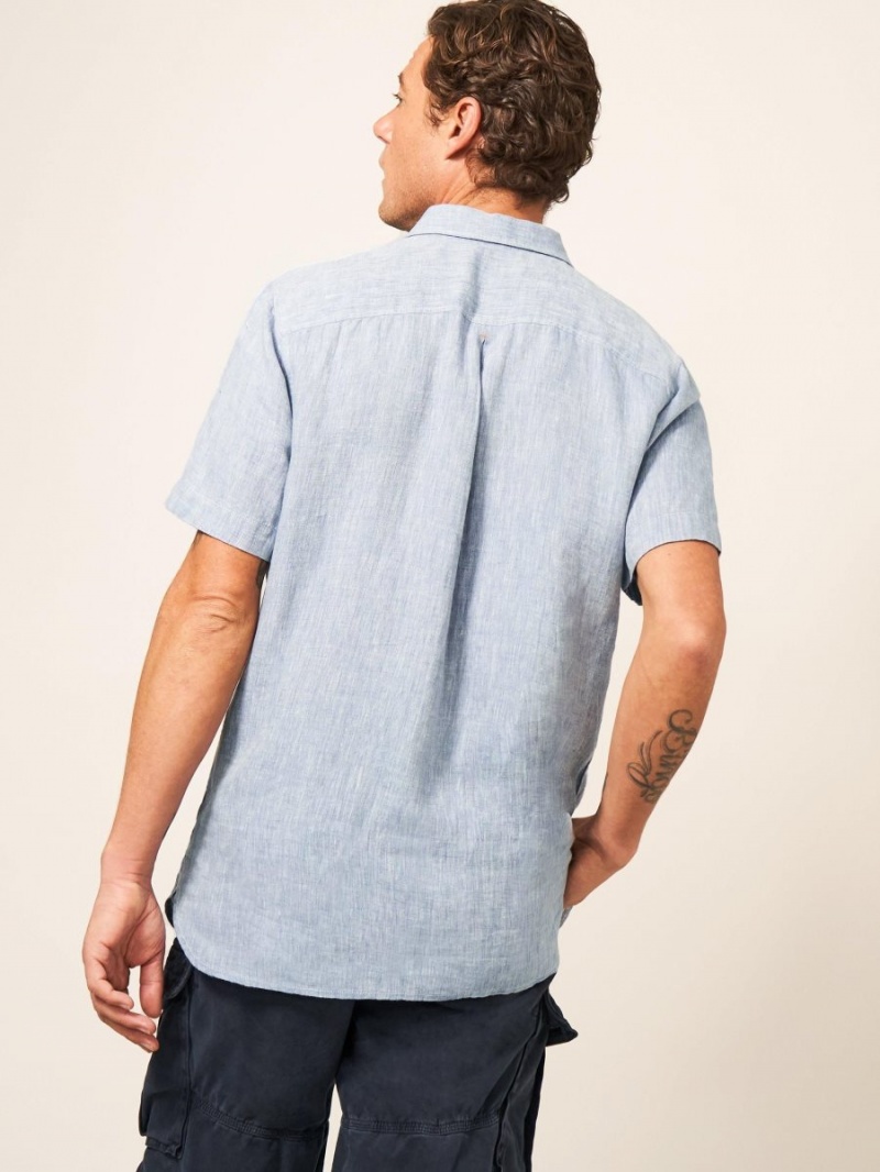 Chambray Blue White Stuff Pembroke Ss Linen Shirt | 12907XKNM