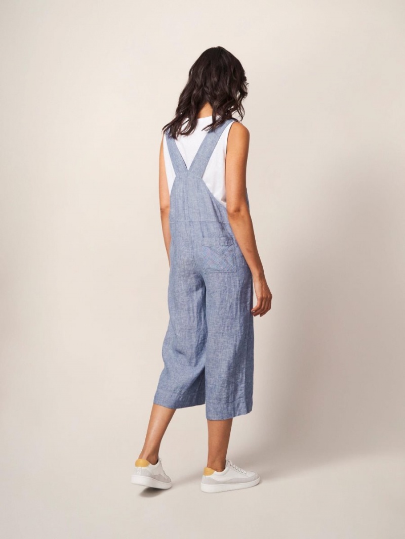 Chambray Blue White Stuff Viola Linen Dungaree | 93604LPVM