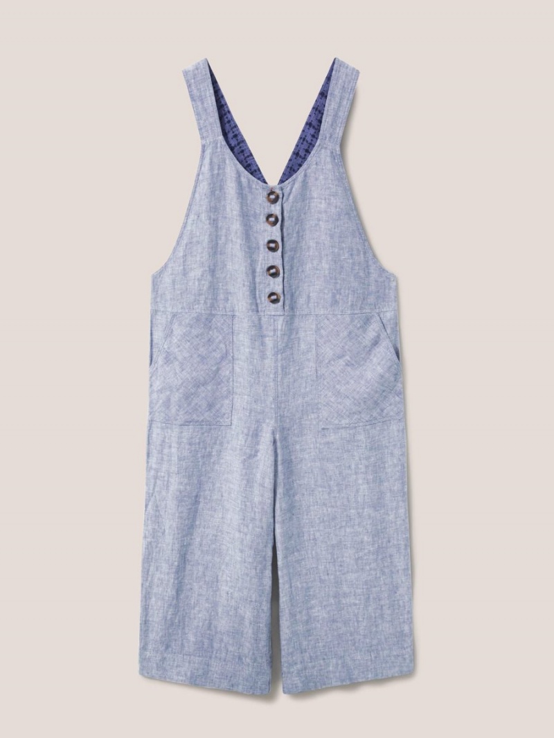 Chambray Blue White Stuff Viola Linen Dungaree | 93604LPVM