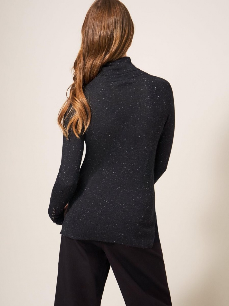 Charcoal Grey White Stuff Sparkle Roll Neck Jumper | 58016GDPF