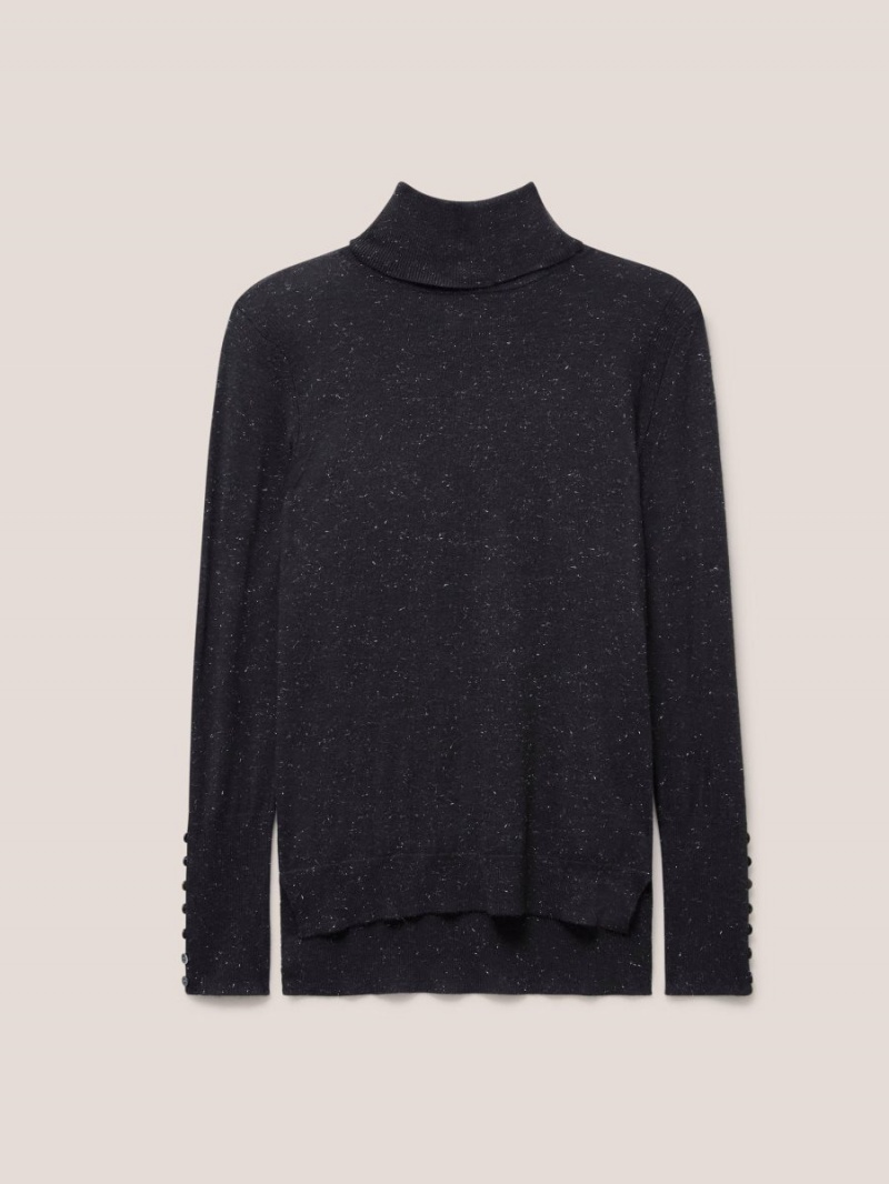 Charcoal Grey White Stuff Sparkle Roll Neck Jumper | 58016GDPF