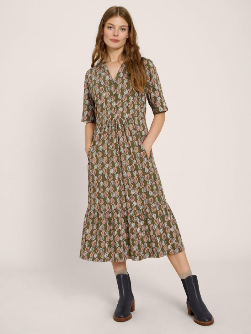 Chartreuse Print White Stuff Naya Soft Jersey Dress | 46972NCVO