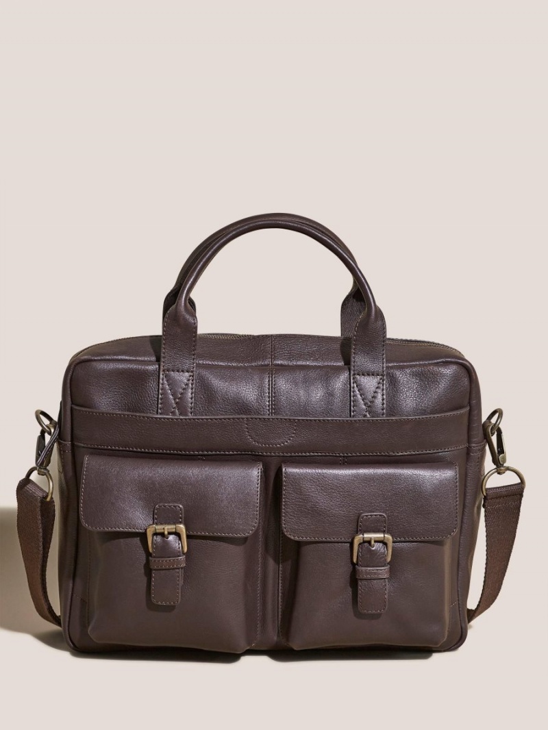 Dark Brown White Stuff Finn Work Bag | 68457NHFQ