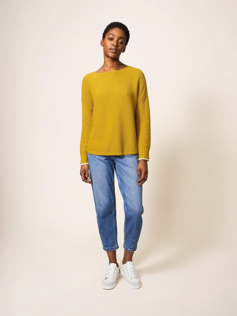 Dark Chartreuse White Stuff Southbank Jumper | 46201JASG