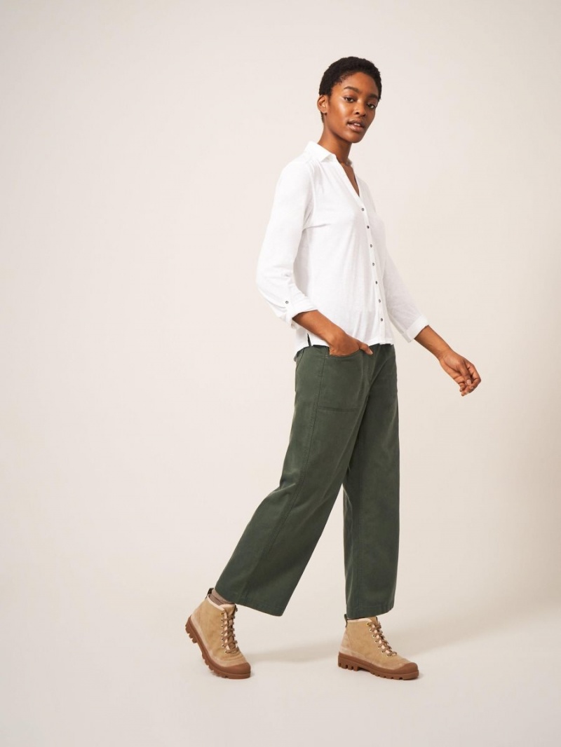 Dark Green White Stuff Harper Wide Leg Trouser | 84503QOBR