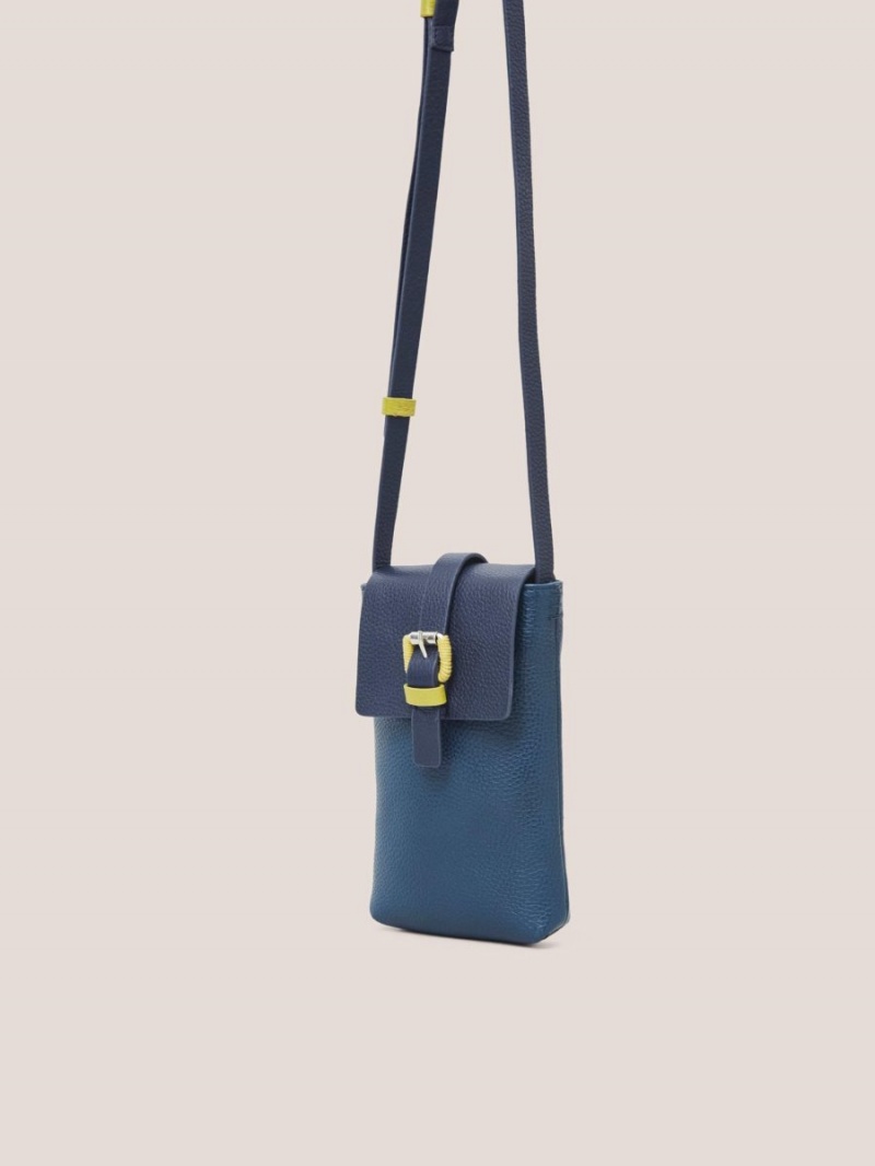 Dark Navy White Stuff Clara Buckle Leather Phone Bag | 76105VJXH