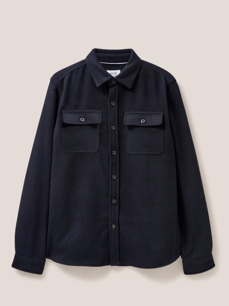 Dark Navy White Stuff Darwen Plain Overshirt | 69475BURS