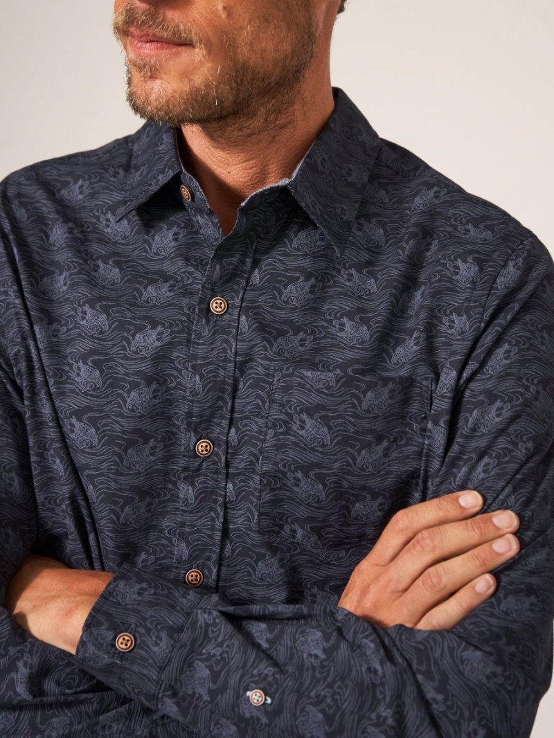 Dark Navy White Stuff Duck Printed Shirt | 58701TBQI