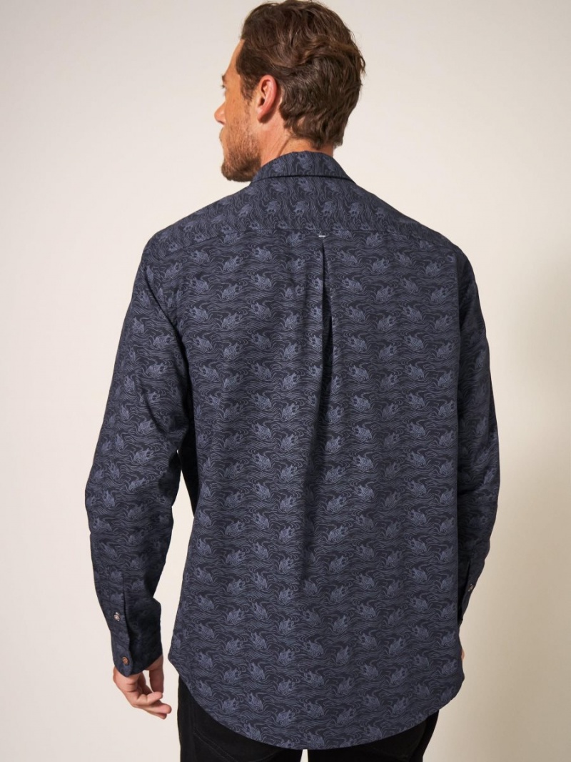 Dark Navy White Stuff Duck Printed Shirt | 58701TBQI