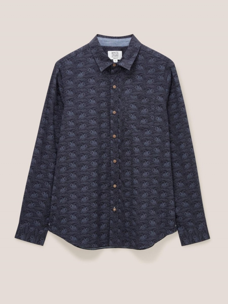 Dark Navy White Stuff Duck Printed Shirt | 58701TBQI